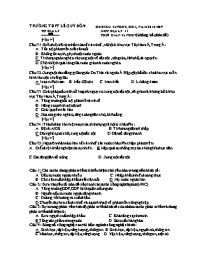 Đề kiểm tra một tiết học kì I Địa lí lớp 11 - Năm học 2016-2017 - Trường THPT Lê Quý Đôn